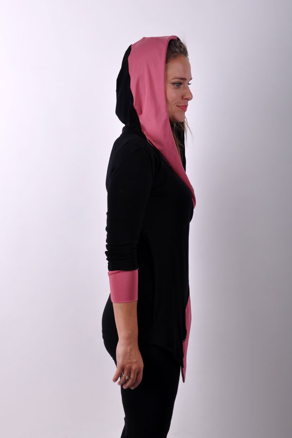 AsymetriX hoody top black/dark powder pink