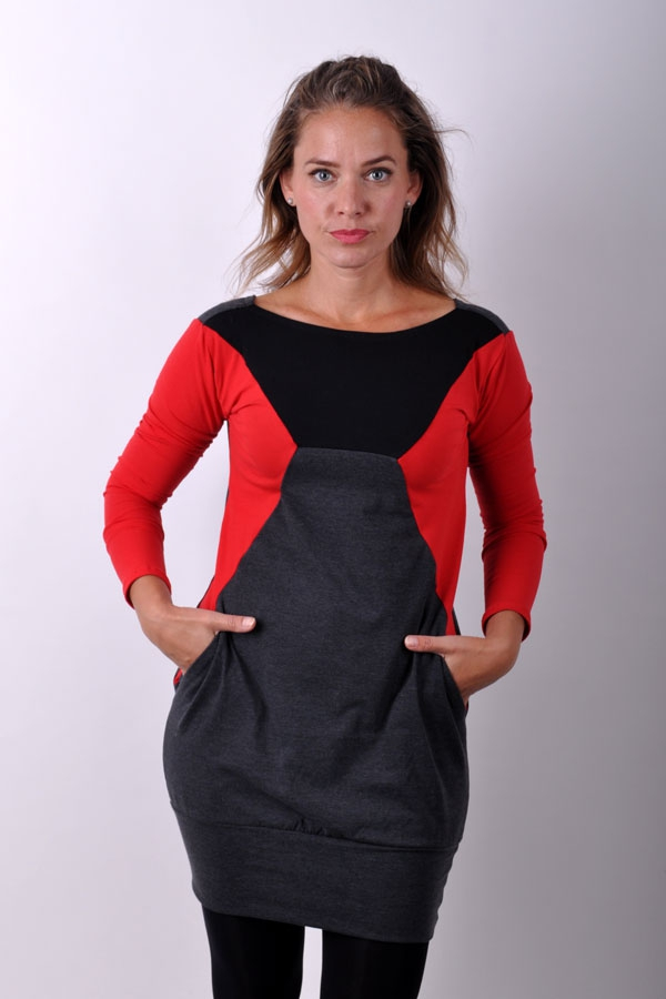 SlantiX dress red/grey/black