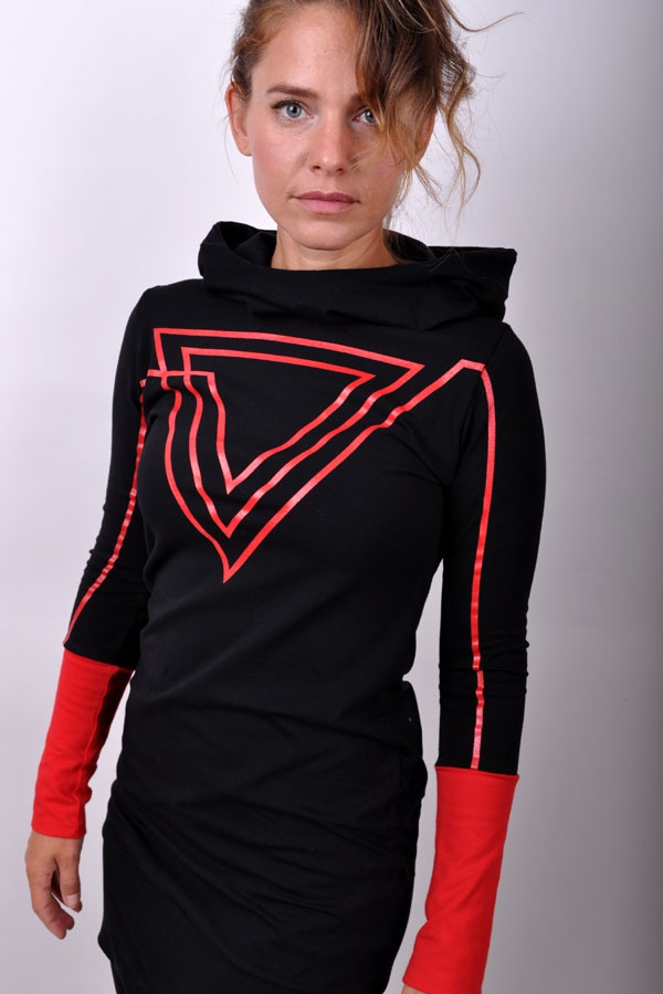 TriangliX hoody dress black/red