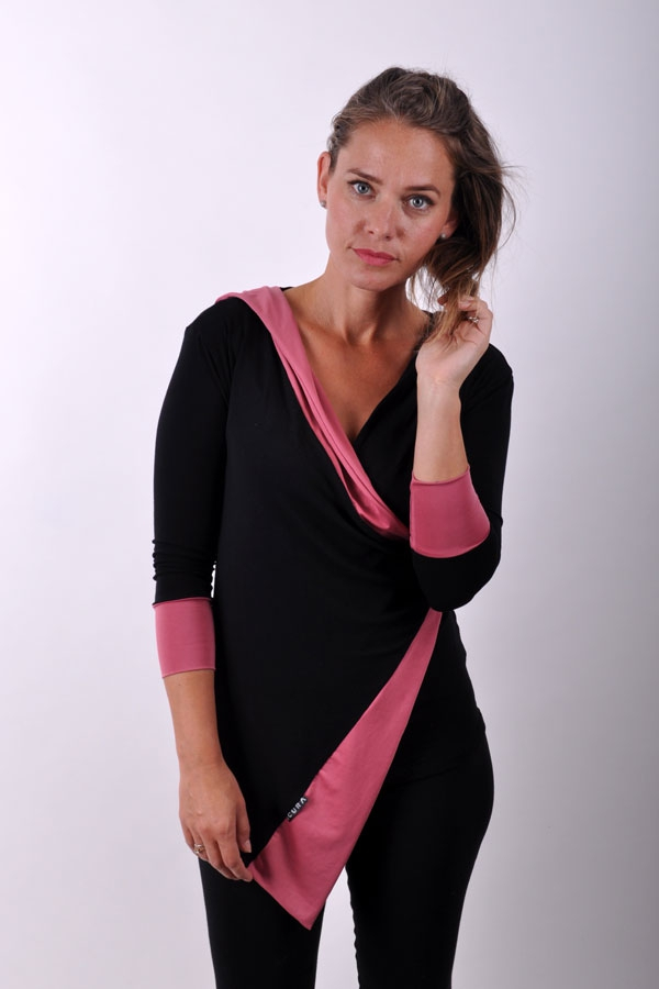 AsymetriX hoody top black/dark powder pink