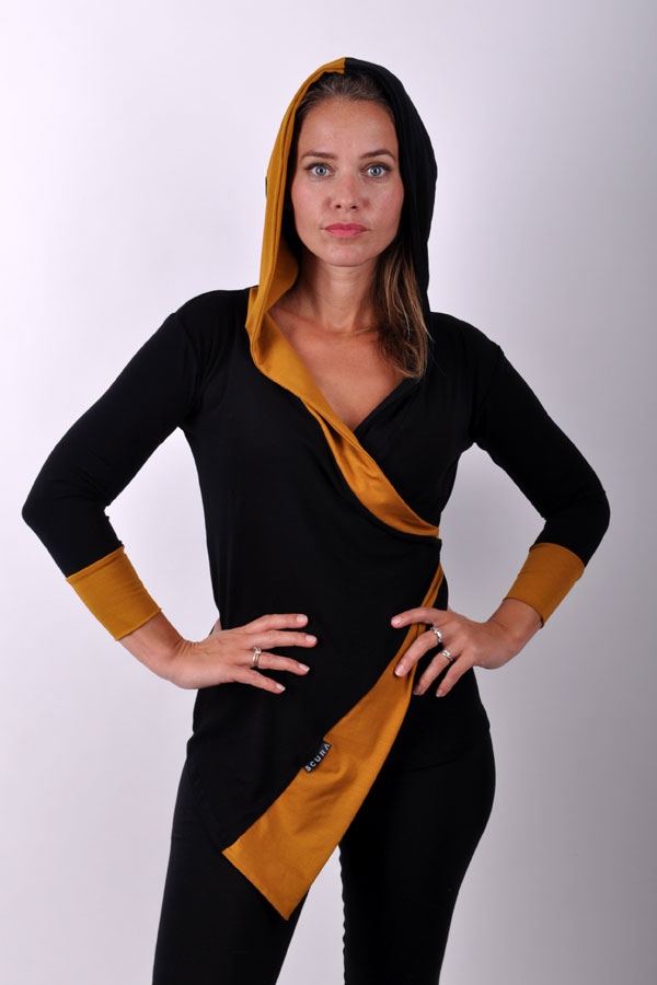 AsymetriX hoody top black/honey yellow