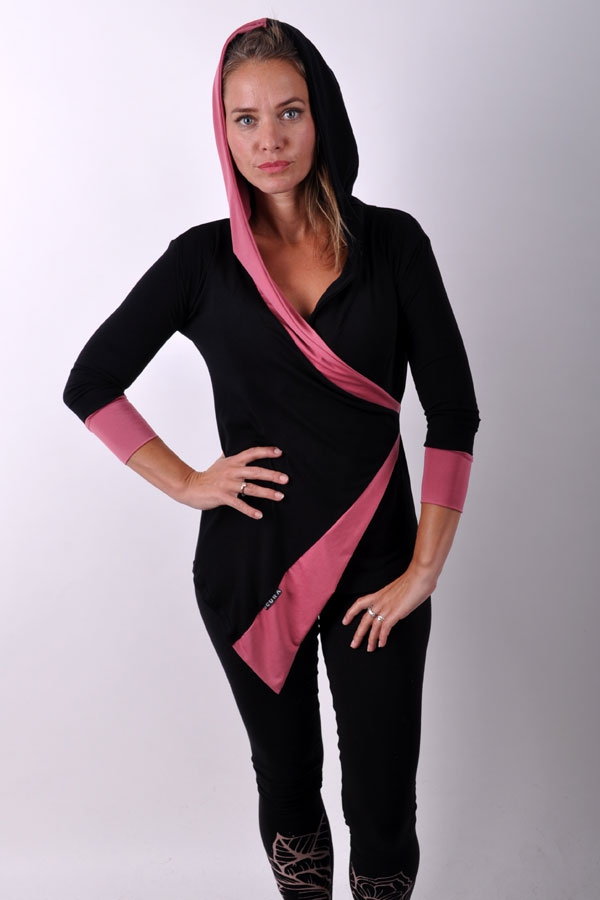 AsymetriX hoody top black/dark powder pink