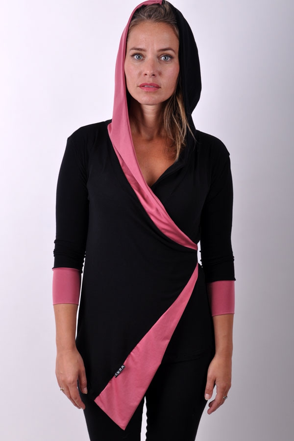 AsymetriX hoody top black/dark powder pink