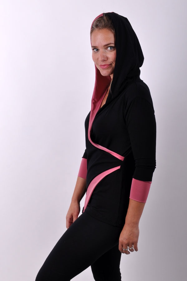AsymetriX hoody top black/dark powder pink