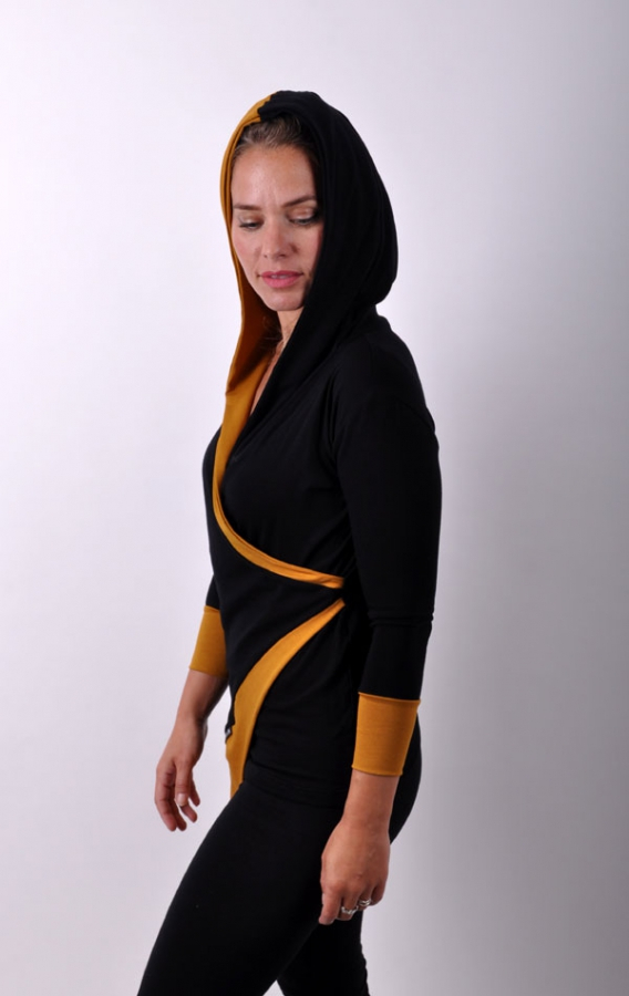 AsymetriX hoody top black/honey yellow