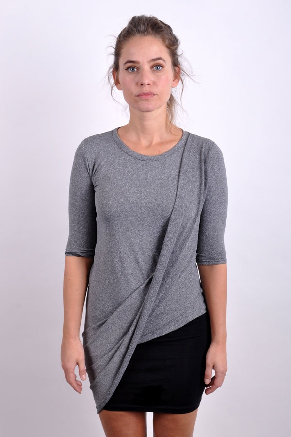 Folded top grey melange