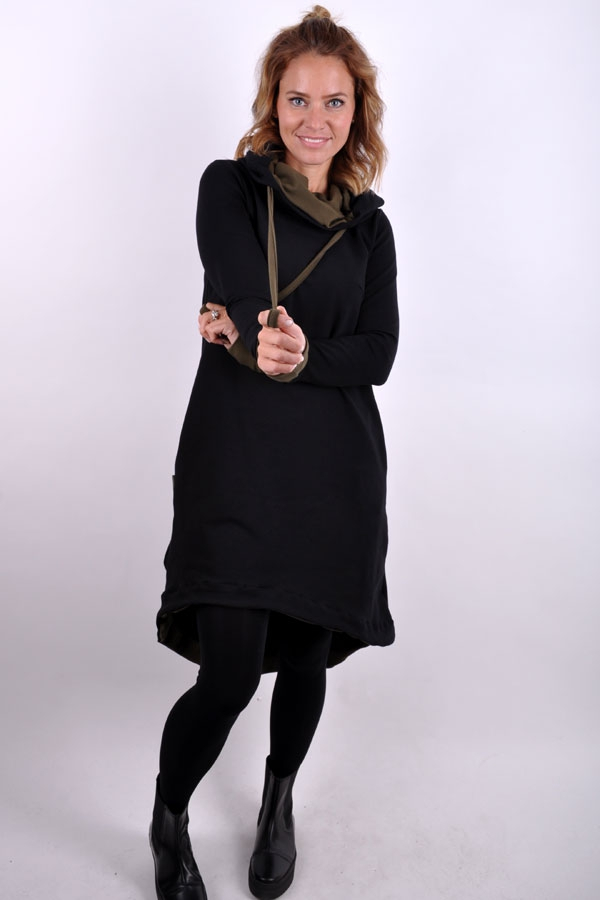 RoundiX WINTER hoody dress black/khaki