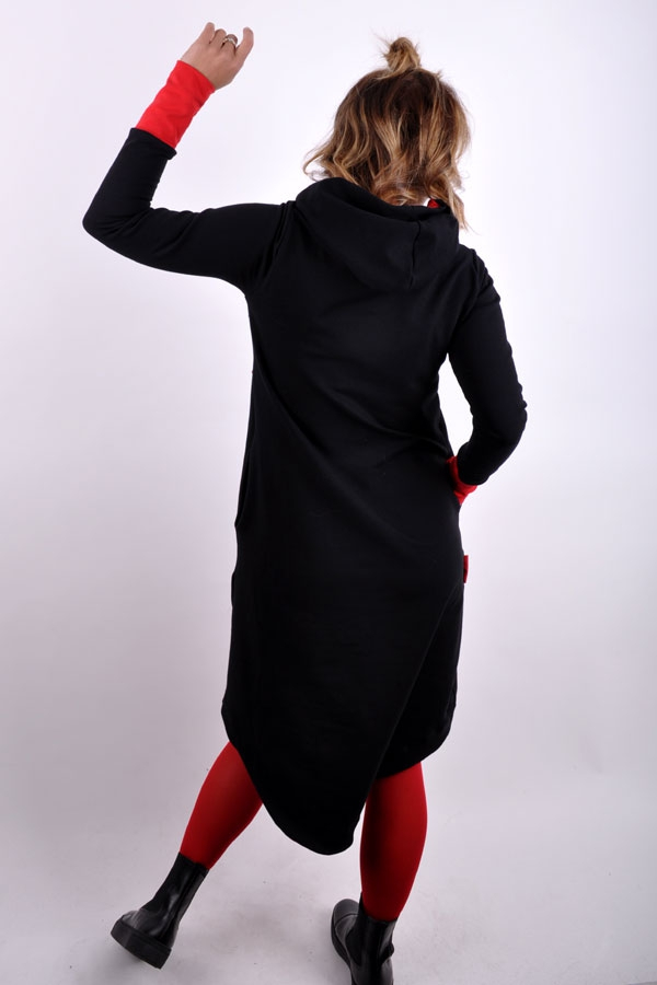 RoundiX WINTER hoody dress black/red