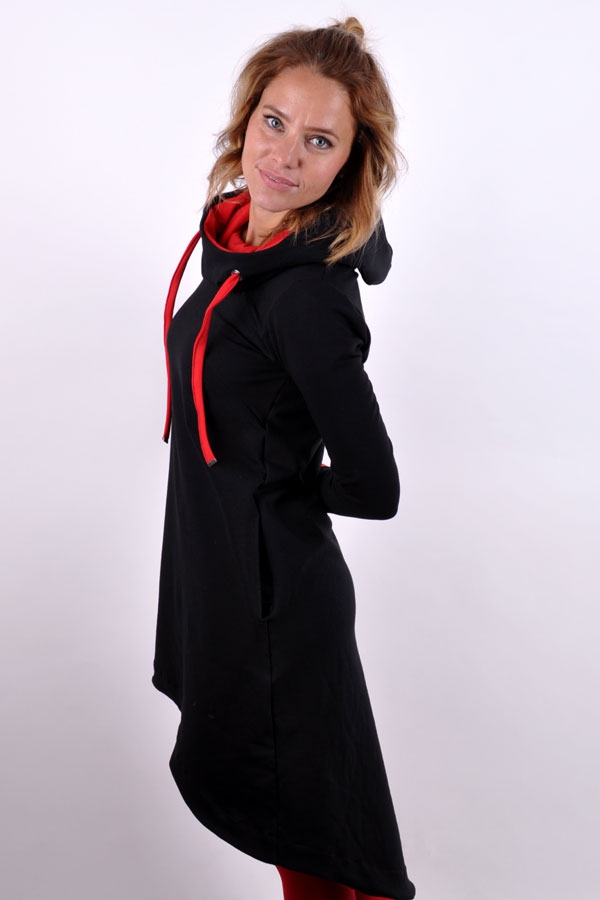 RoundiX WINTER hoody dress black/red