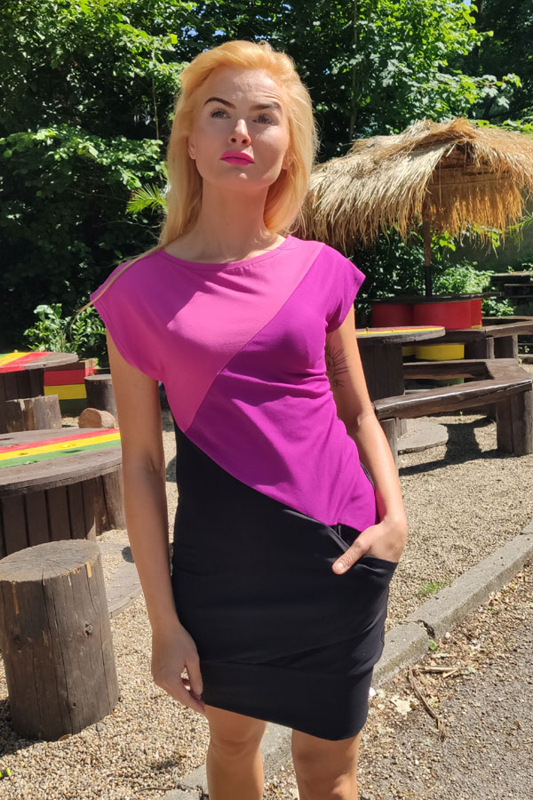CutiX pocket dress magenta/purple/black