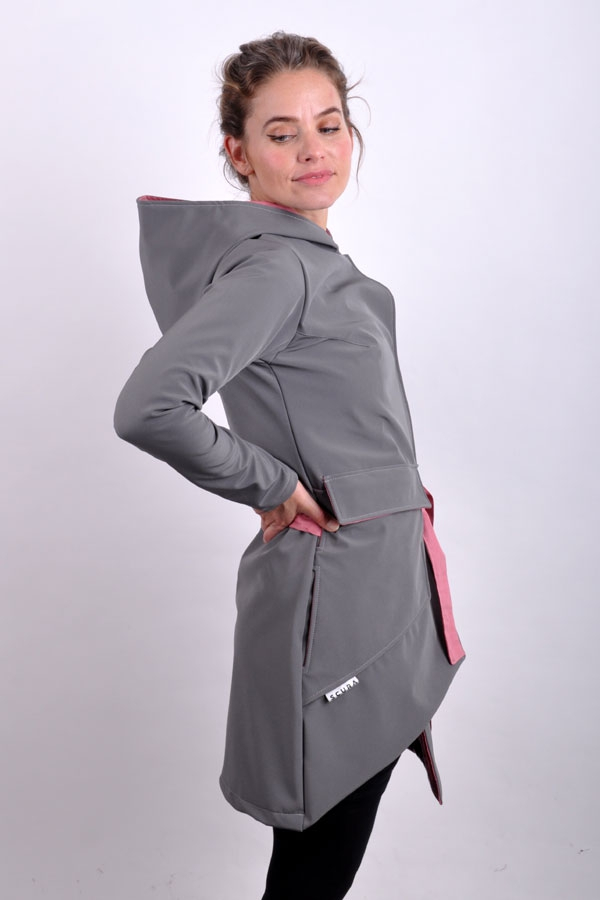 PocketiX coat softshell grey/powder LIMITED