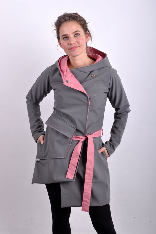 PocketiX coat softshell grey/powder LIMITED